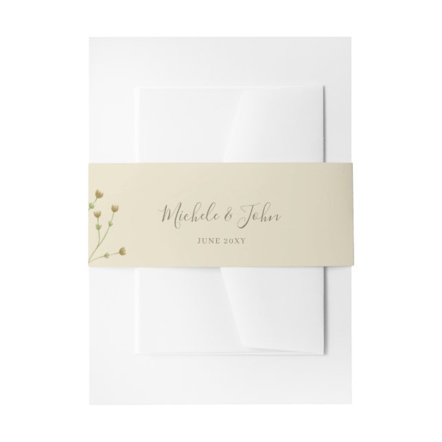 Elegante Script Airy Beige Watercolor-Wildblumen Einladungsbanderole (Vorderseite Beispiel)