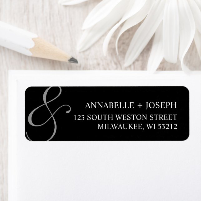 Elegante Script Ampersand formale Schwarze Hochzei (Insitu)