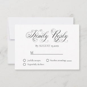 Elegante Script-Antwort-Karte für Hochzeiten RSVP Karte