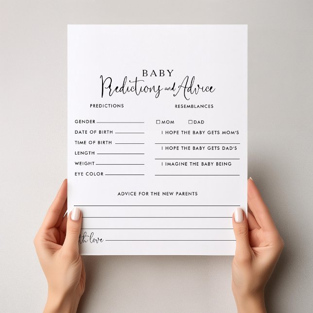Elegante Script Baby Predictions & Advice Cards (Von Creator hochgeladen)