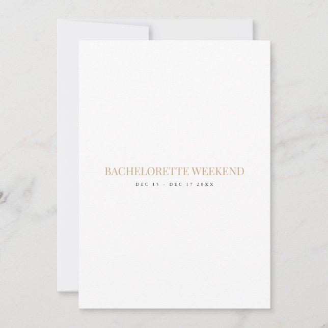 Elegante Script Bachelorette Weekend Card Einladung (Vorderseite)