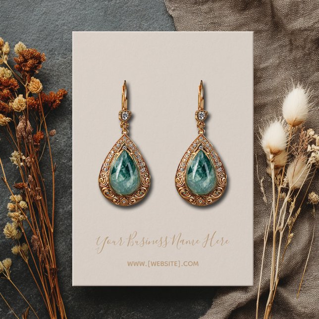 Elegante Script Bale Champagne Earring Card (Von Creator hochgeladen)