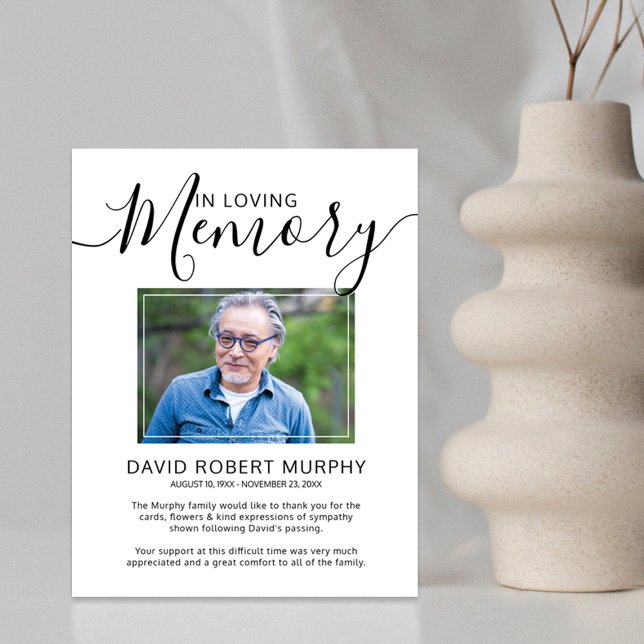 Elegante Script-Beerdigung Dankeskarte (Von Creator hochgeladen)