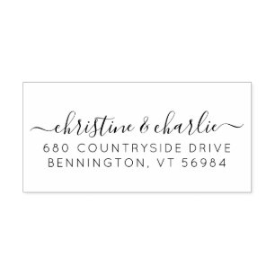 Elegante Script benutzerdefinierte Namen Rücksende Gummistempel