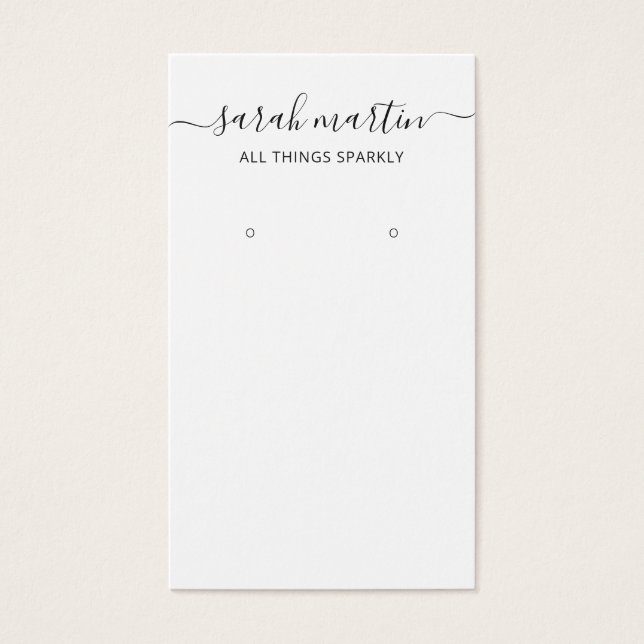 Elegante Script Black and White Earring Holder Car (Vorderseite)