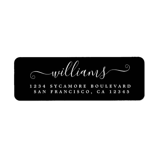 Elegante Script Black Family Rücksendeadresse (Vorne)
