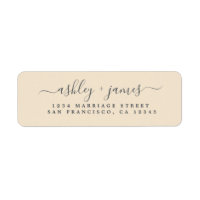 Elegante Script Black Ivory Wedding Rücksendeadres