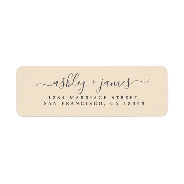 Elegante Script Black Ivory Wedding Rücksendeadres (Vorne)