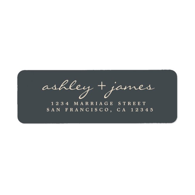 Elegante Script Black Ivory Wedding Rücksendeadres (Vorne)