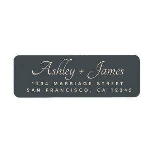 Elegante Script Black Ivory Wedding Rücksendeadres
