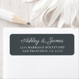Elegante Script Black Wedding Rücksendeadresse