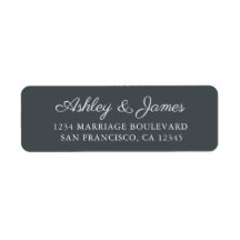 Elegante Script Black Wedding Rücksendeadresse