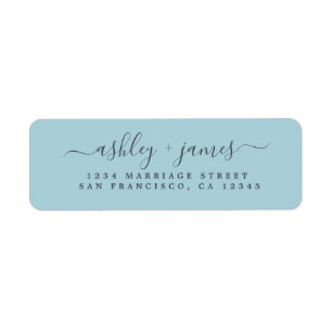 Elegante Script Blue Glow Wedding Rücksendeadresse