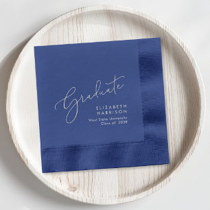 Elegante Script Blue Graduation Party Servietten Mit Folie