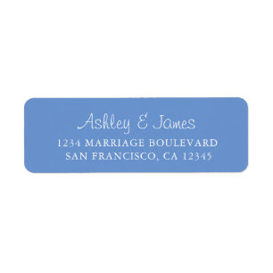 Elegante Script Blue Wedding Rücksendeadresse
