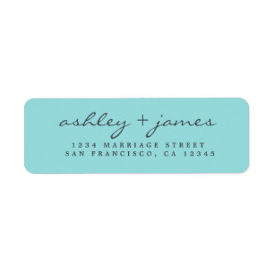 Elegante Script Blue Wedding Rücksendeadresse