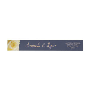 Elegante Script Blue Yellow Rose Rücksendeadresse