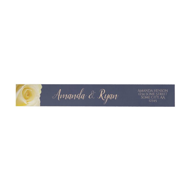 Elegante Script Blue Yellow Rose Rücksendeadresse (Person)