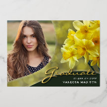 Elegante Script-Blume | Moderne Foto Grad Card