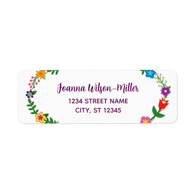 Elegante Script-Blume Moderne Rücksendeadresse (Vorne)