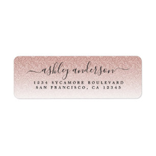 Elegante Script Blush Pink Glitzer Rücksendeadres