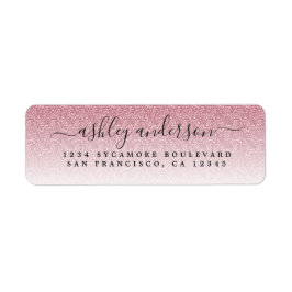 Elegante Script Blush Pink Glitzer Rücksendeadress