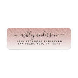 Elegante Script Blush Pink Glitzer Rücksendeadress