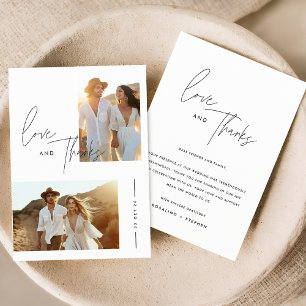 Elegante Script Boho Foto Wedding Dankeskarte