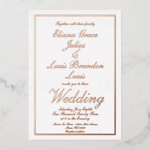 Elegante Script Border Wedding Pressed Folieneinladung