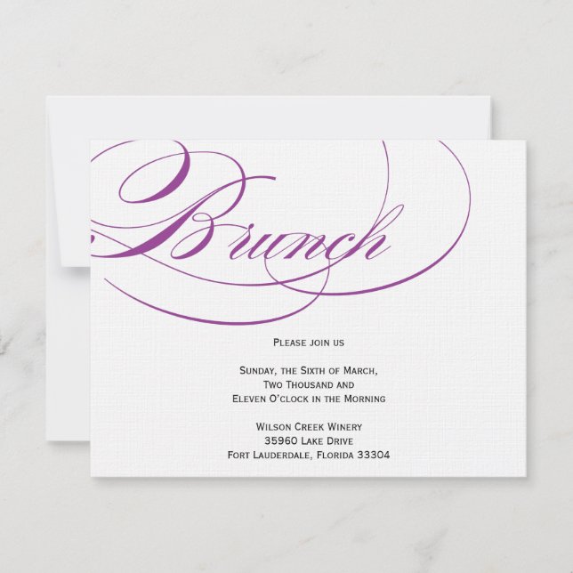 Elegante Script Brunch Einladung - Lila (Vorderseite)