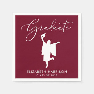 Elegante Script Burgundy Graduation Party Serviette
