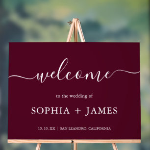 Elegante Script Burgundy Minimalistisch Wedding Acrylschild