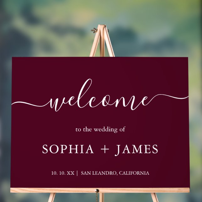 Elegante Script Burgundy Minimalistisch Wedding Acrylschild (Neutral)