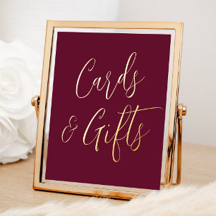 Elegante Script Burgundy Wedding Cards und Geschen Foliendrucke