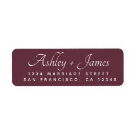Elegante Script Burgundy Wedding Rücksendeadresse