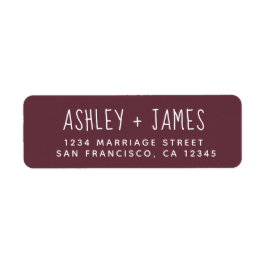 Elegante Script Burgundy Wedding Rücksendeadresse