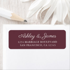 Elegante Script Burgundy Wedding Rücksendeadresse