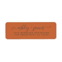 Elegante Script Burnt Orange Wedding Rücksendeadre