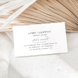 Elegante Script Business Card Visitenkarte<br><div class="desc">Diese elegante Script-Visitenkarte eignet sich perfekt für einen kleinen Geschäftsinhaber,  Berater,  Stylist und mehr! Das minimalistische Schwarz-Weiß-Design besticht durch extravagante romantische Typografie mit modernem Glam-Stil. Anpassbar in jeder Farbe. Behalt das Design minimal und elegant,  wie es ist,  oder personalisiere es durch Hinzufügen von eigenen Grafiken und Kunstwerken.</div>