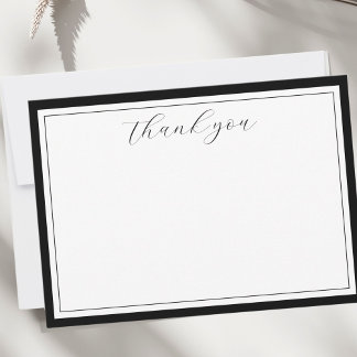 Elegante Script Calligrafy Black Danke Card Einladung
