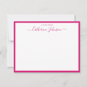 Elegante Script Calligrafy Note from Magenta Pink Mitteilungskarte