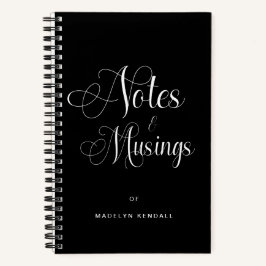 Elegante Script Calligrafy Personalisiert Black Notizbuch