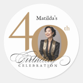 Elegante Script Calligraphie 40. Geburtstag Runder Aufkleber