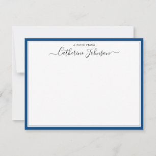 Elegante Script Calligraphie A Note from Navy Blue Mitteilungskarte