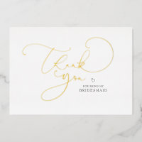 Elegante Script Calligraphy Bridesmaid Vielen Dank