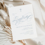 Elegante Script Calligraphy Dusty Blue Boys Taufe Einladung<br><div class="desc">Elegante Script Kalligrafie Dusty Blue Boys Taufe Einladung. Klicken Sie auf die Schaltfläche Personalisieren,  um dieses Design mit Ihren Details anzupassen. Um die Farben und Schriftart zu ändern,  wählen Sie dieses Design weiter bearbeiten,  um zusätzliche Optionen für die Anpassung zu öffnen.</div>