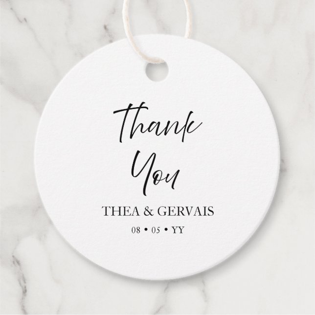 Elegante Script Calligraphy Minimal White Wedding Geschenkanhänger (Vorderseite)