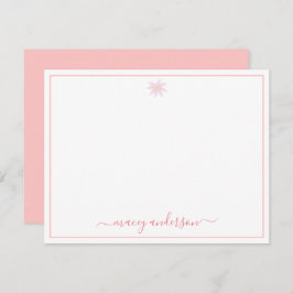 Elegante Script Calligraphy Pink Daisy Mitteilungskarte