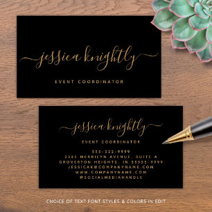 Elegante Script Calligraphy Swash Minimalistisch B Visitenkarte