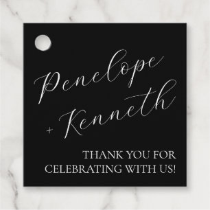 Elegante Script Calligraphy Wedding Custom Black Geschenkanhänger